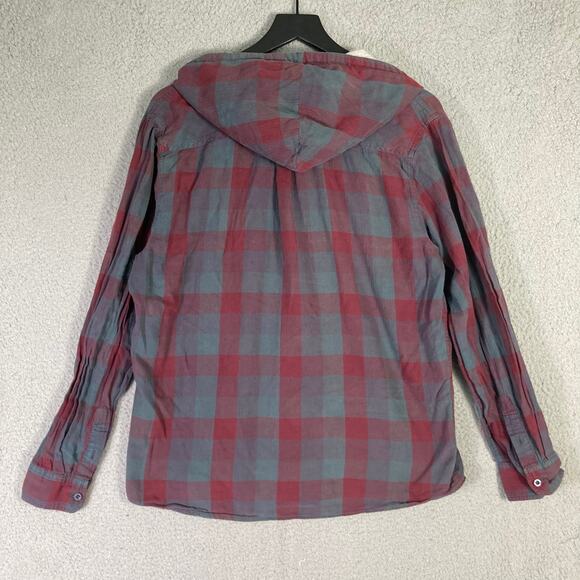 Body Glove Plaid Flannel Hoodie Shirt XL Button Down Western Grunge Casual - Picture 7 of 9